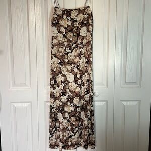 Abercrombie Brown Satin Floral Midi Dress